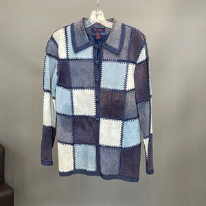 1970s Blue Patchwork Leather Jacket